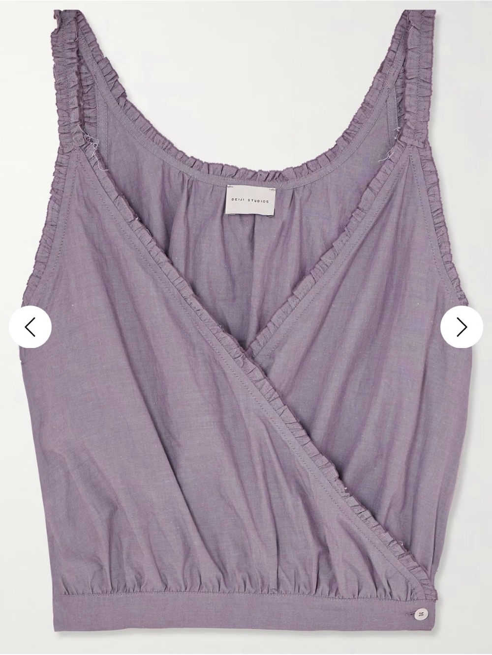 Washed Lavender Wrap-Front Ruffle Cami